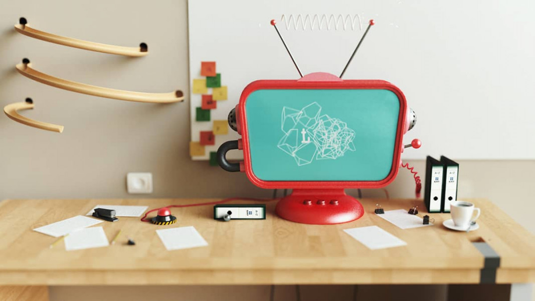 3d red cartoon tv